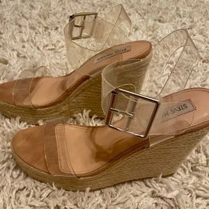 Steve Madden Clear Strap Espadrille Wedges